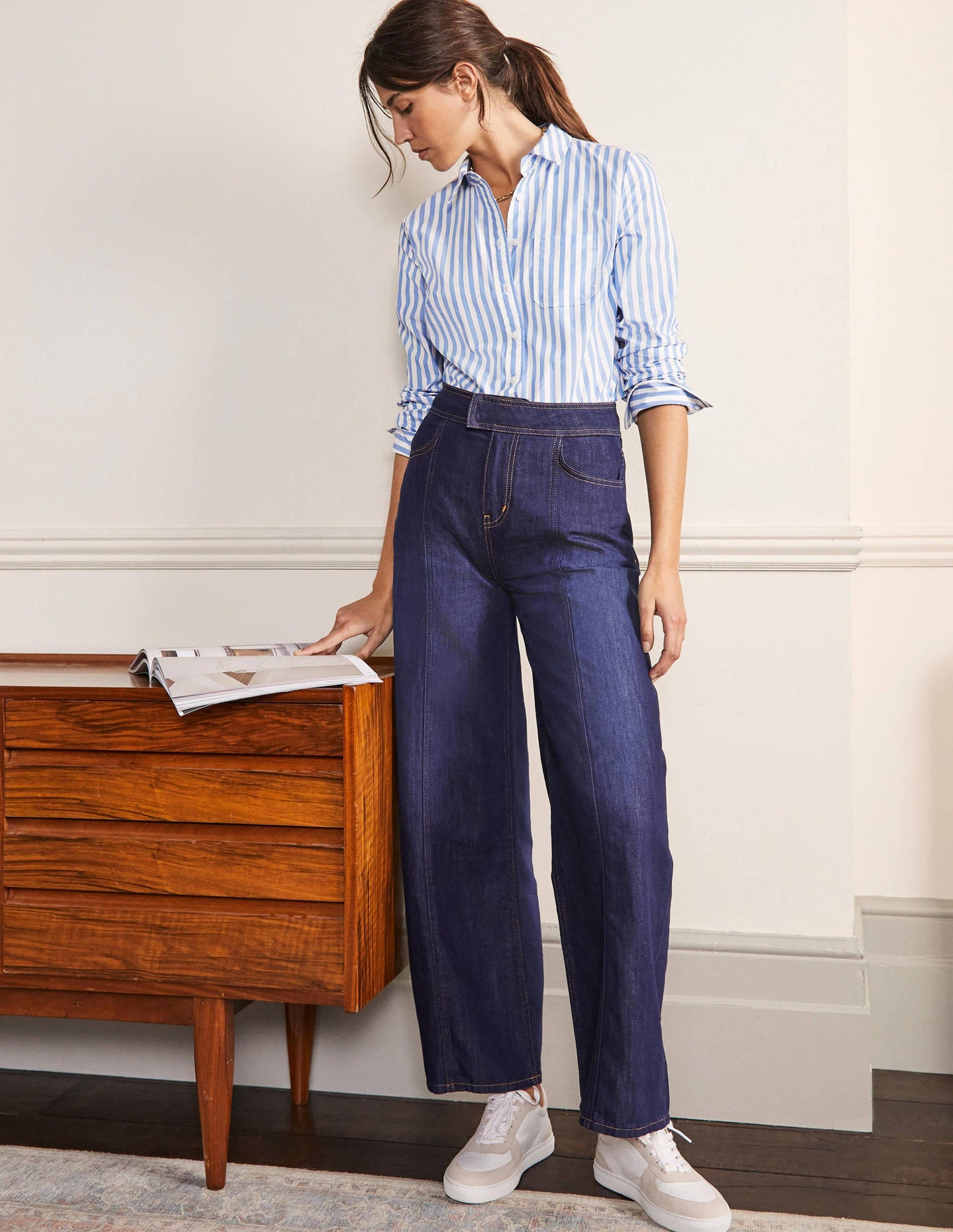 Classic Cotton Shirt-Grape Hyacinth Stripe