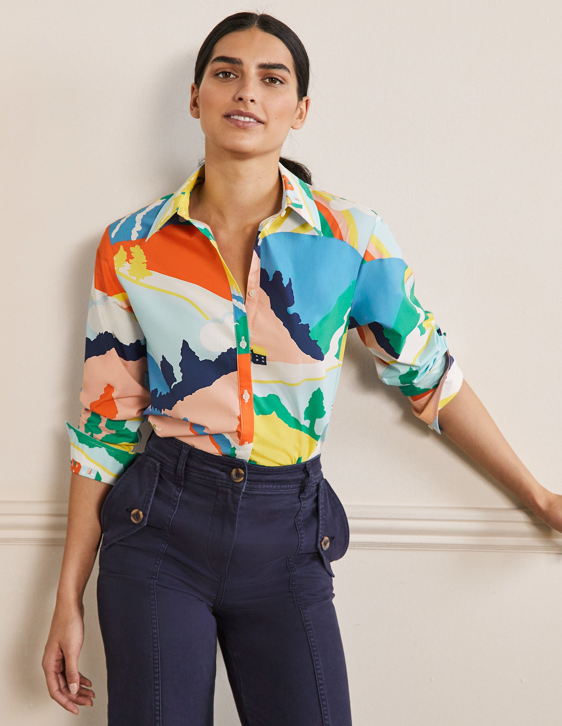 Relaxed Cotton Shirt-Scenic Meadow-1