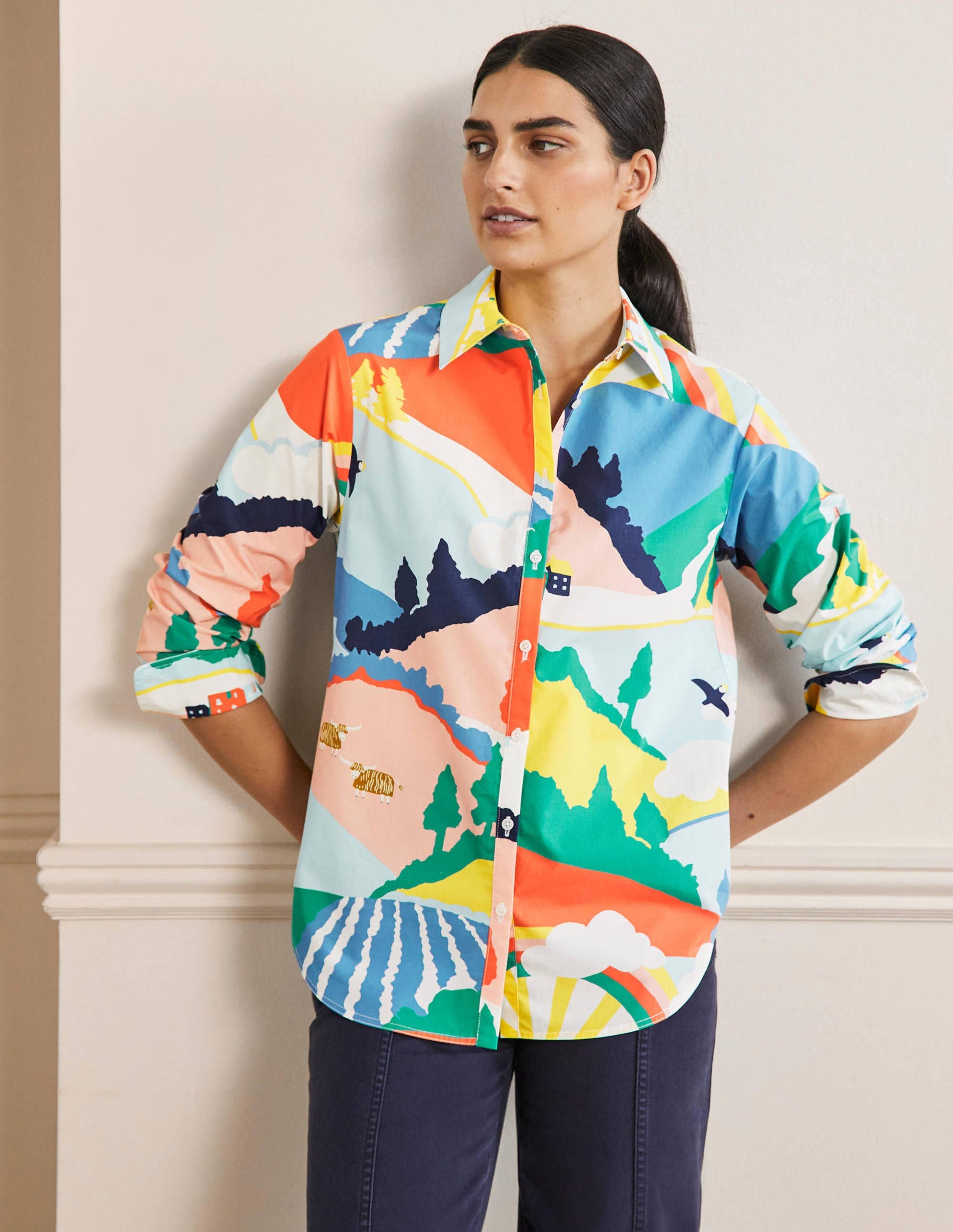 Relaxed Cotton Shirt-Scenic Meadow-5