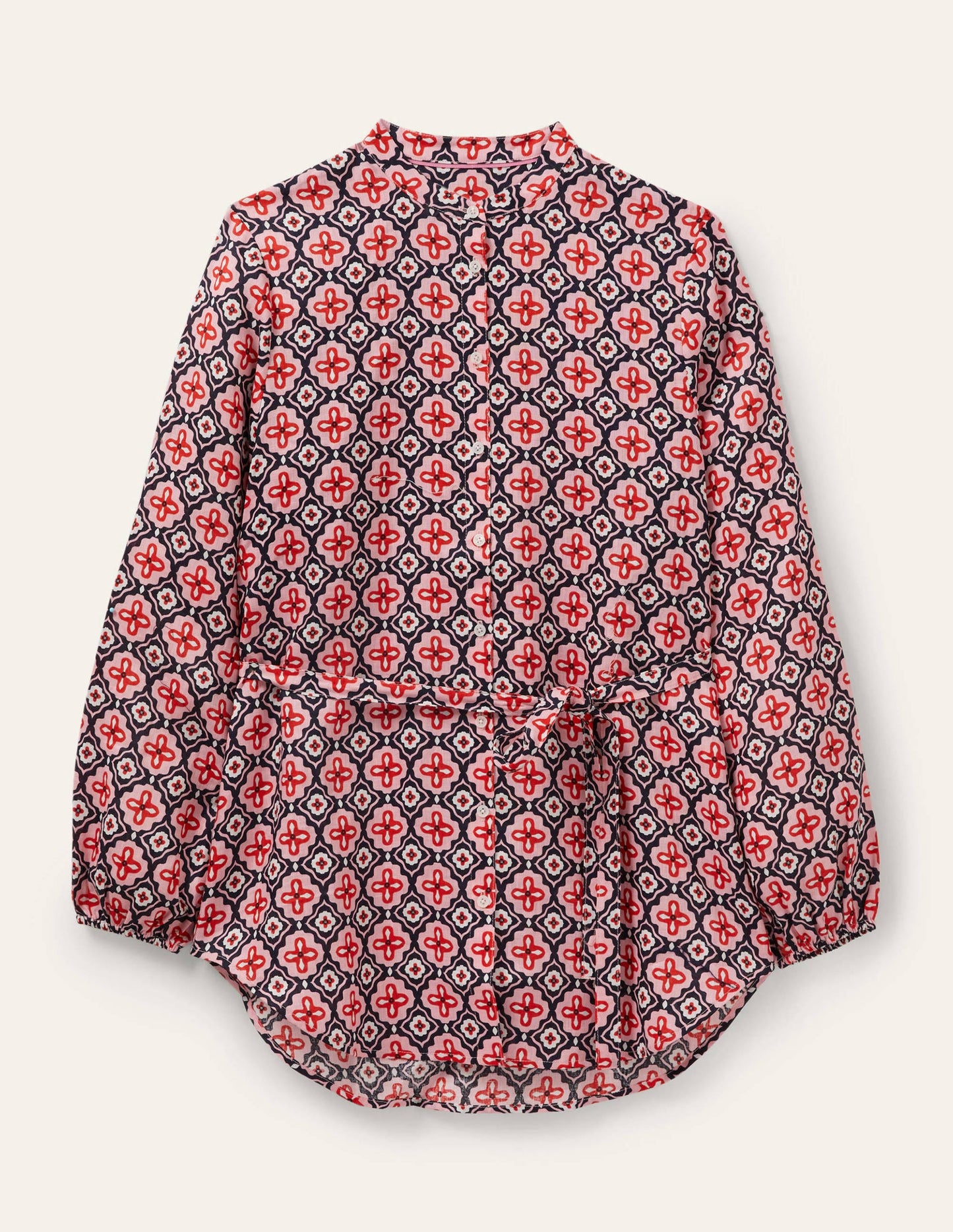 Rosie Linen Shirt-Navy, Moroccan Diamond