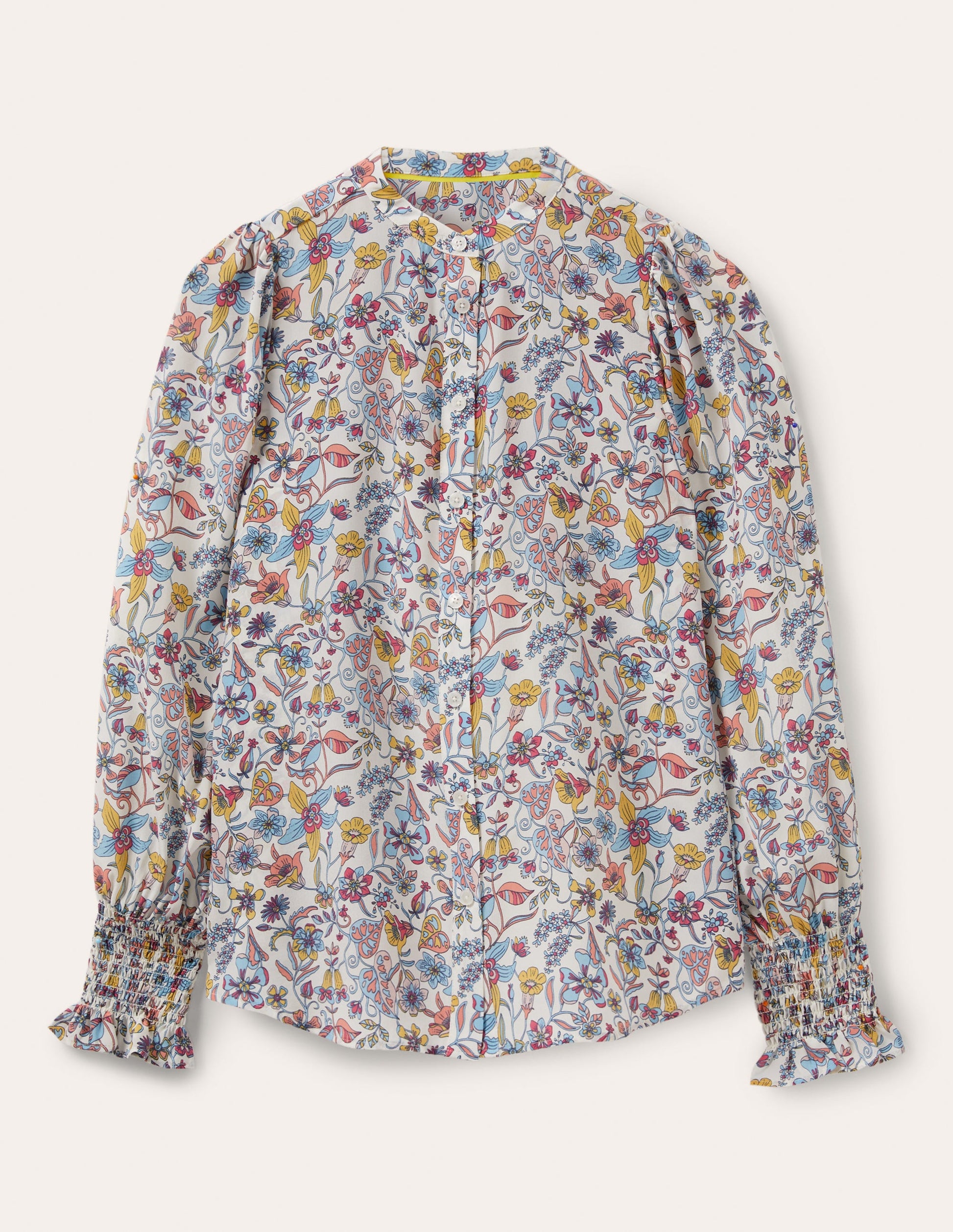 Dominique Silk Shirt-Ivory, Floral Paisley-6