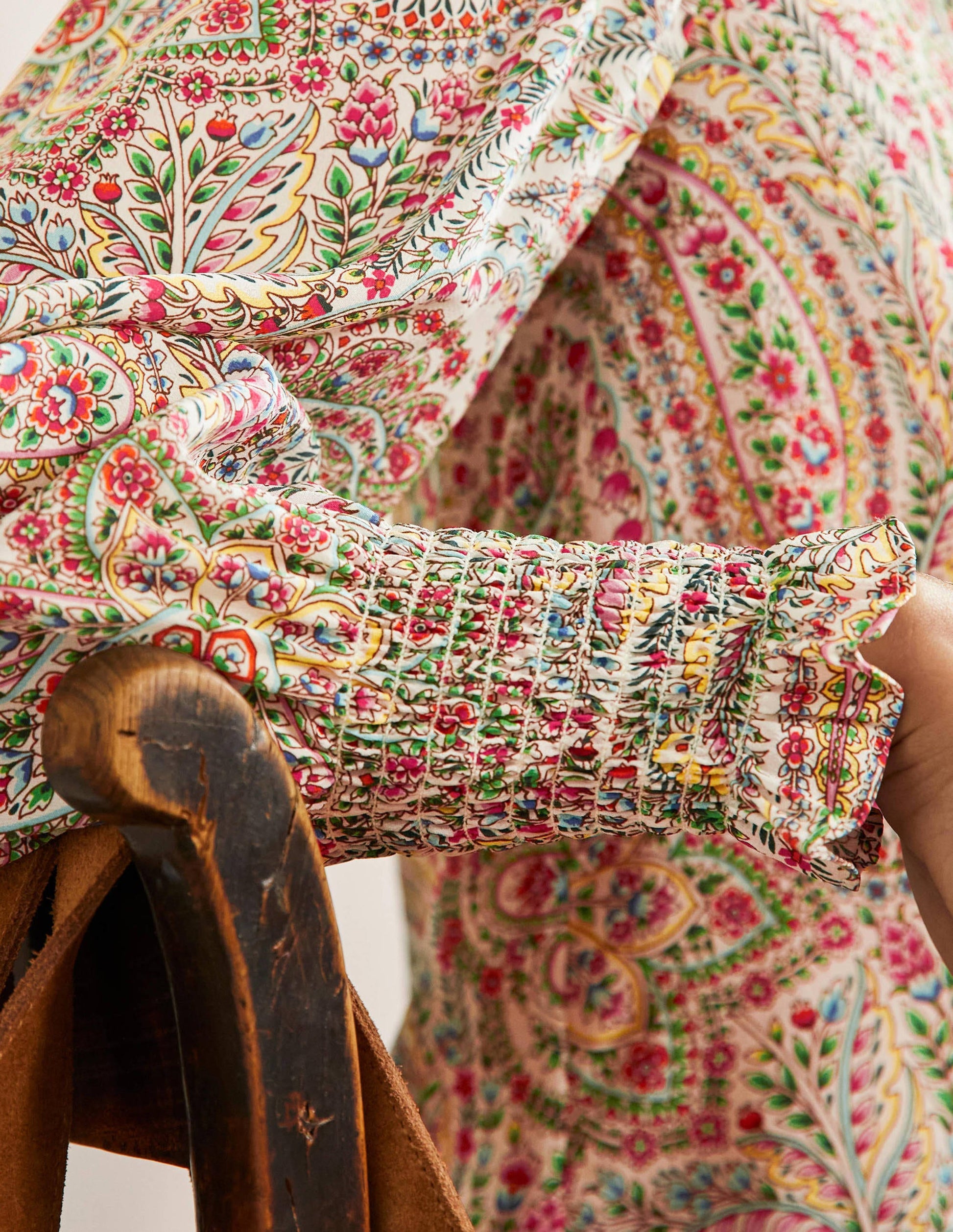 Dominique Silk Shirt-Ivory, Floral Paisley-2