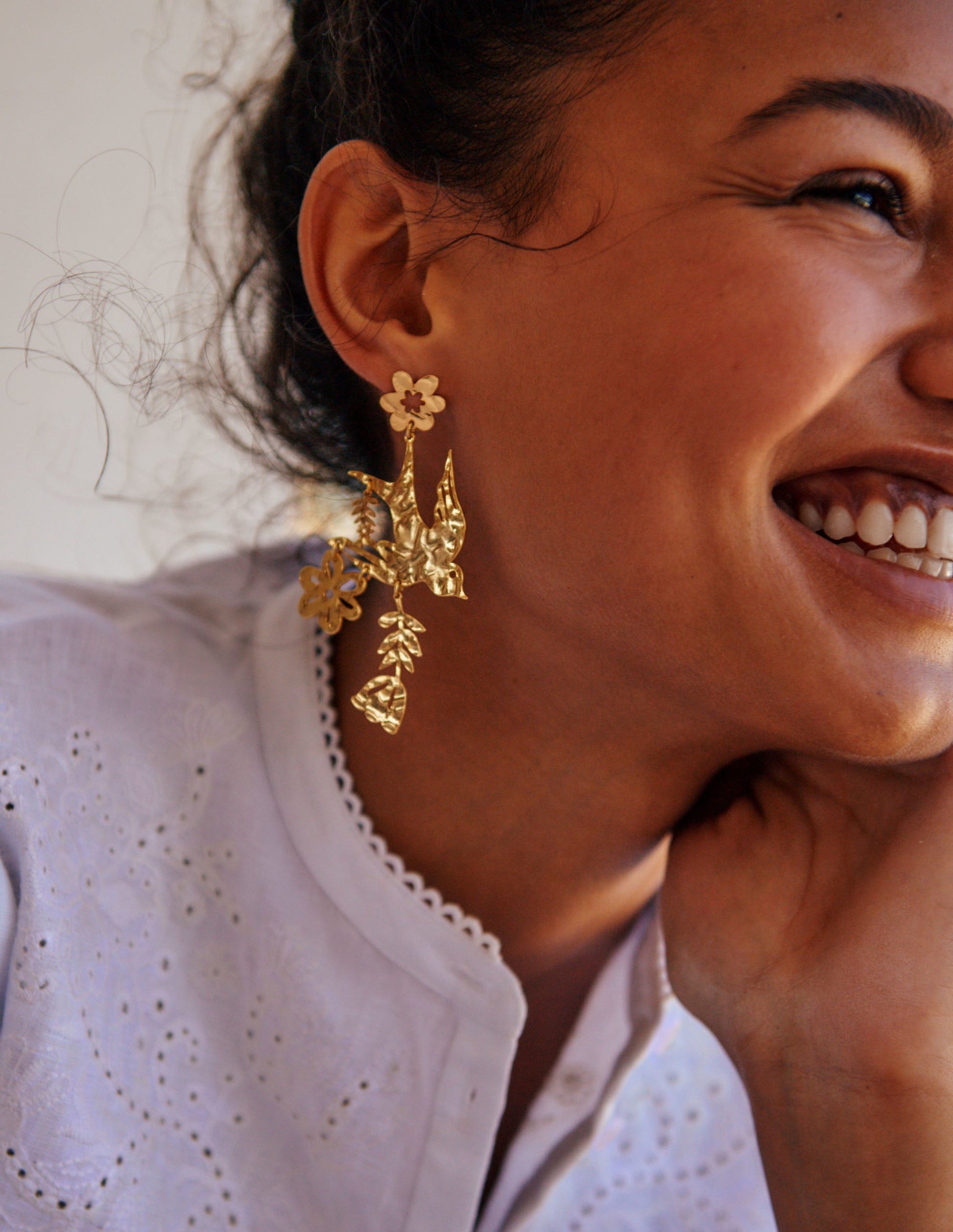 Cut Work High Neck Shirt-White-8