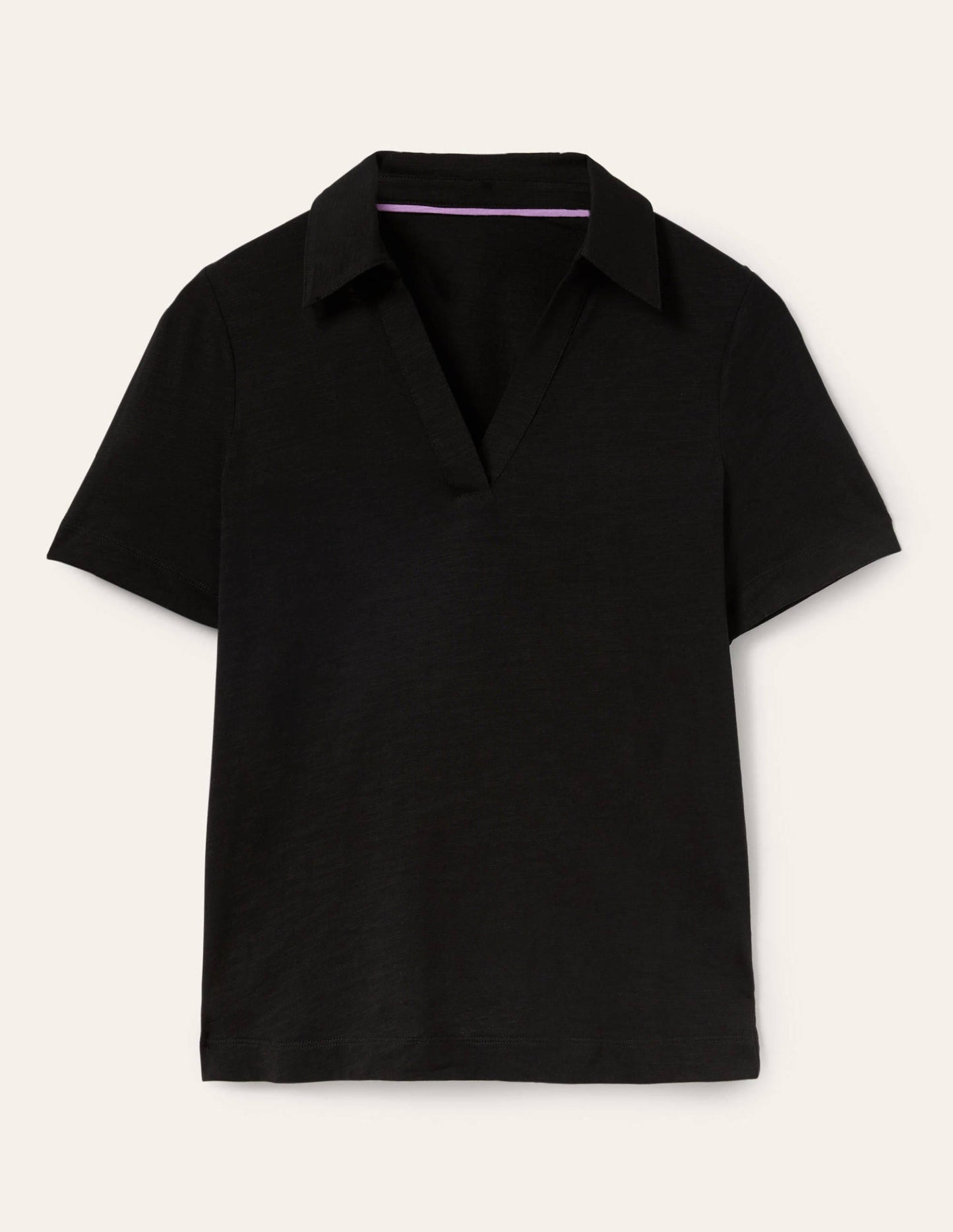 Cotton Polo Top-Black