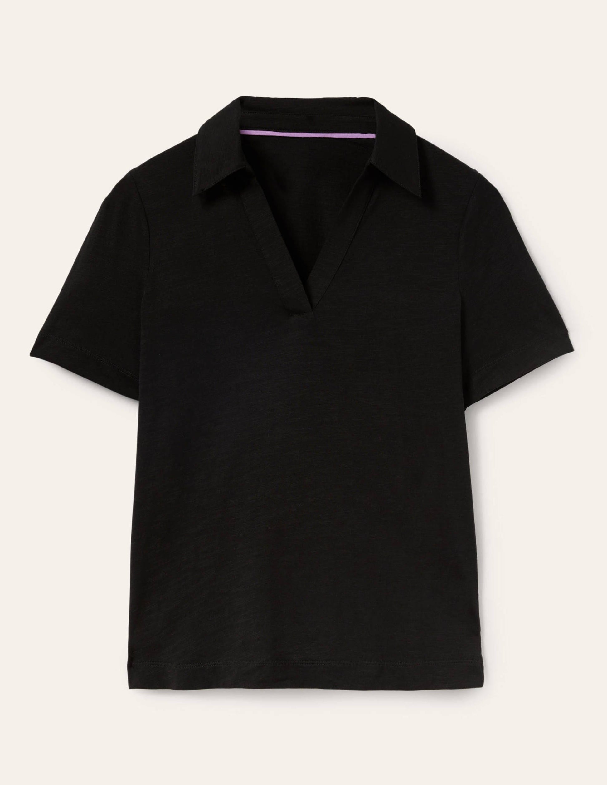 Cotton Polo Top-Black-5