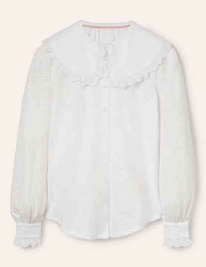 Collared Jersey Shirt-White-6