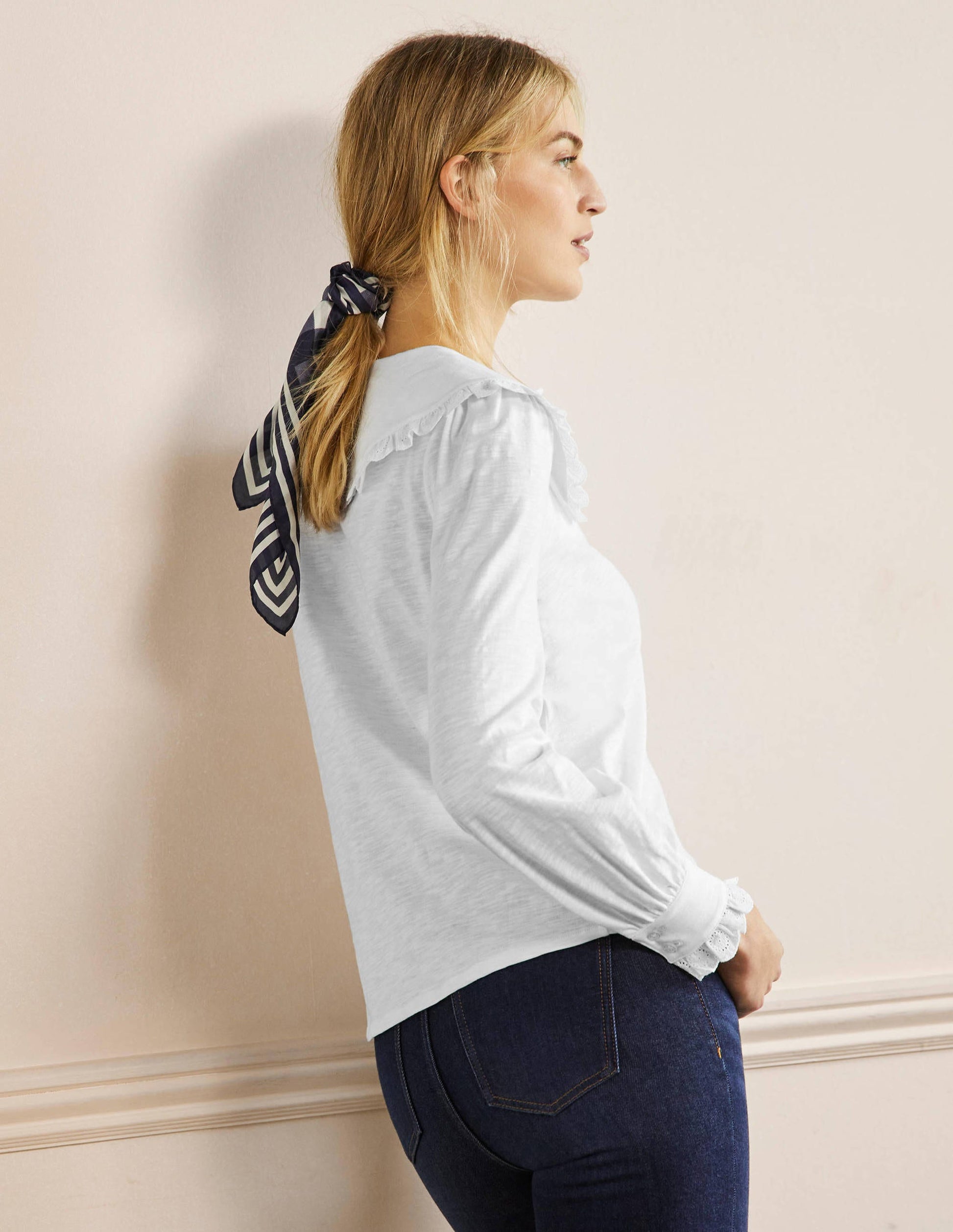 Collared Jersey Shirt-White-3