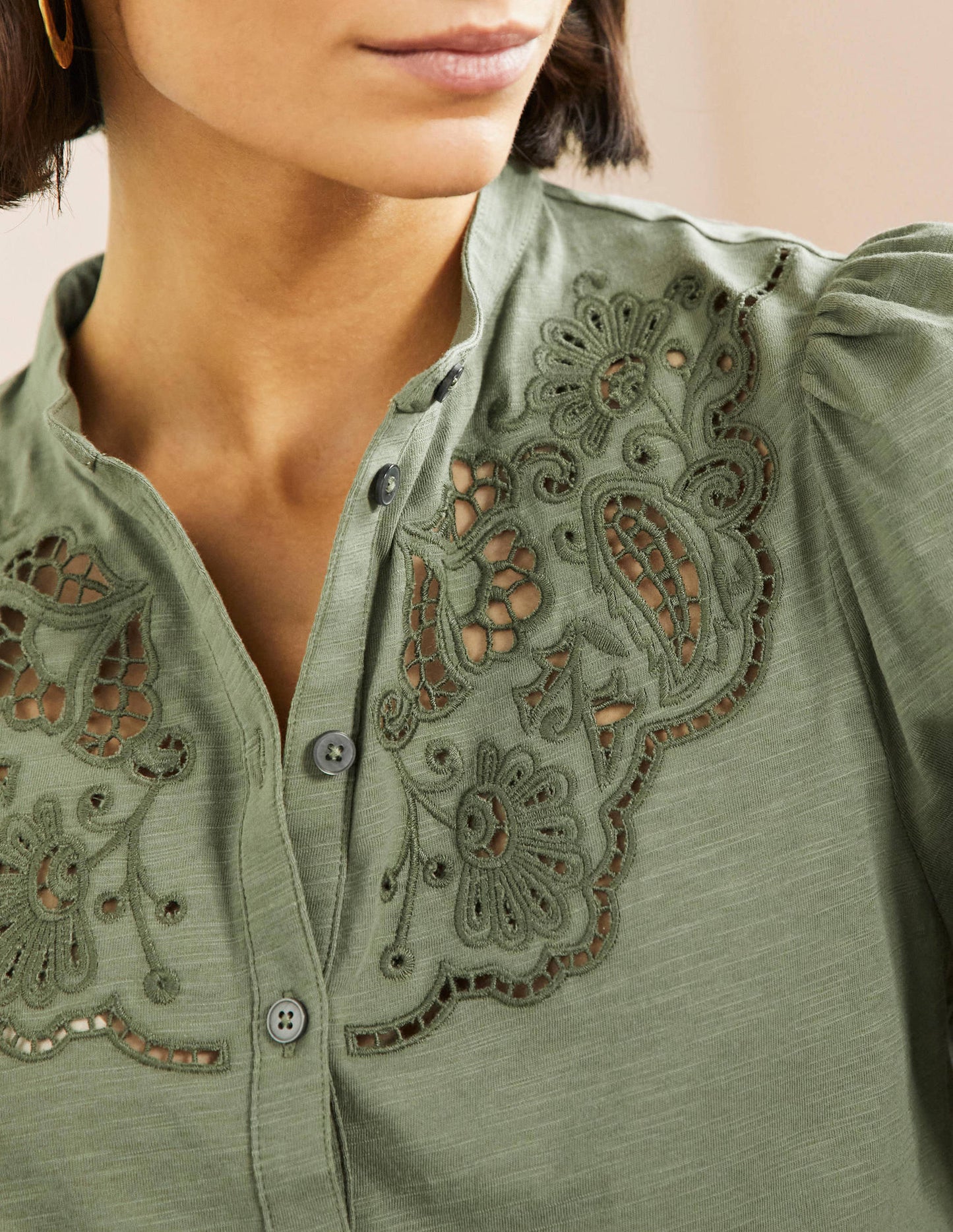 Cut Work Jersey Shirt-Alder