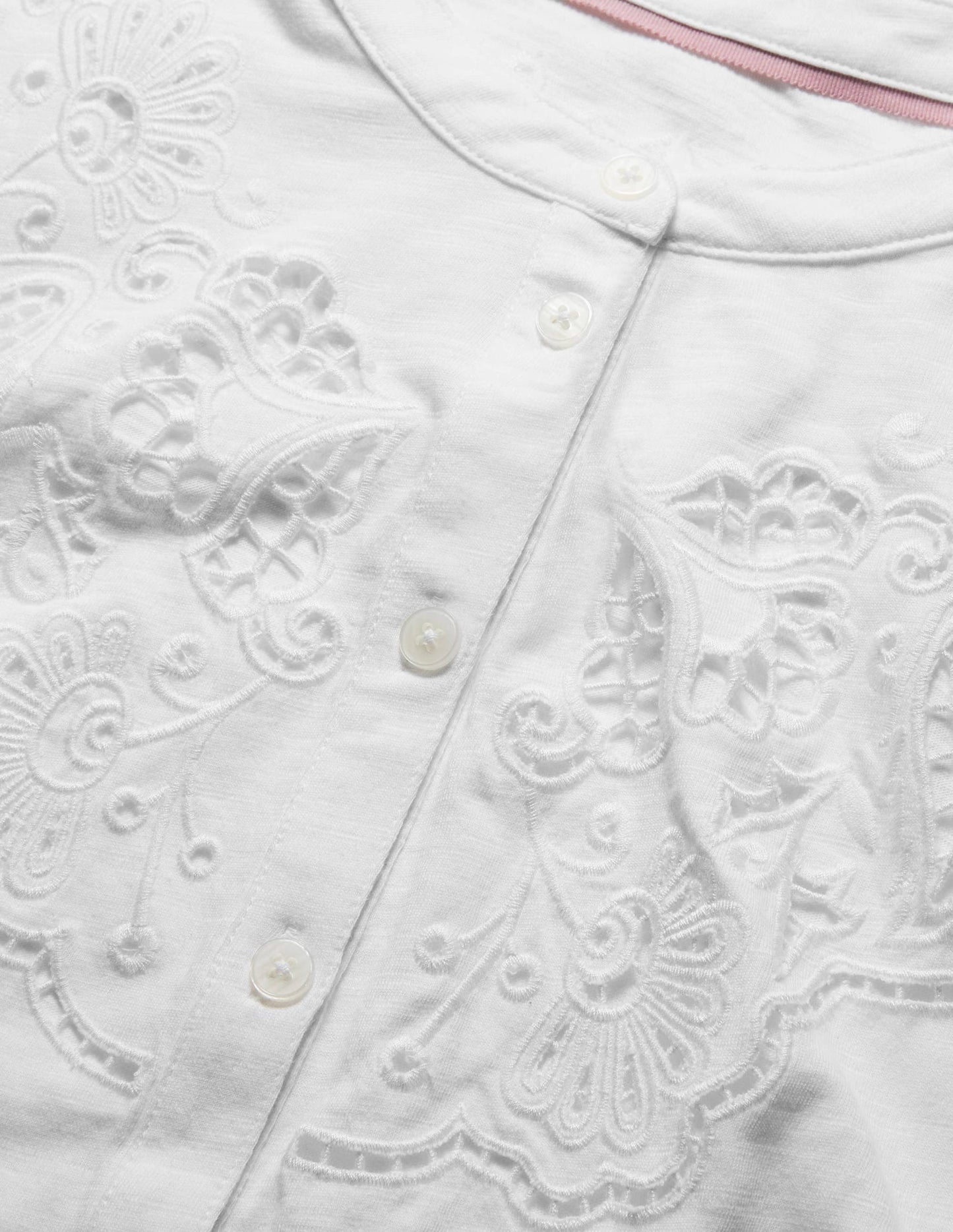 Cut Work Jersey Shirt-White