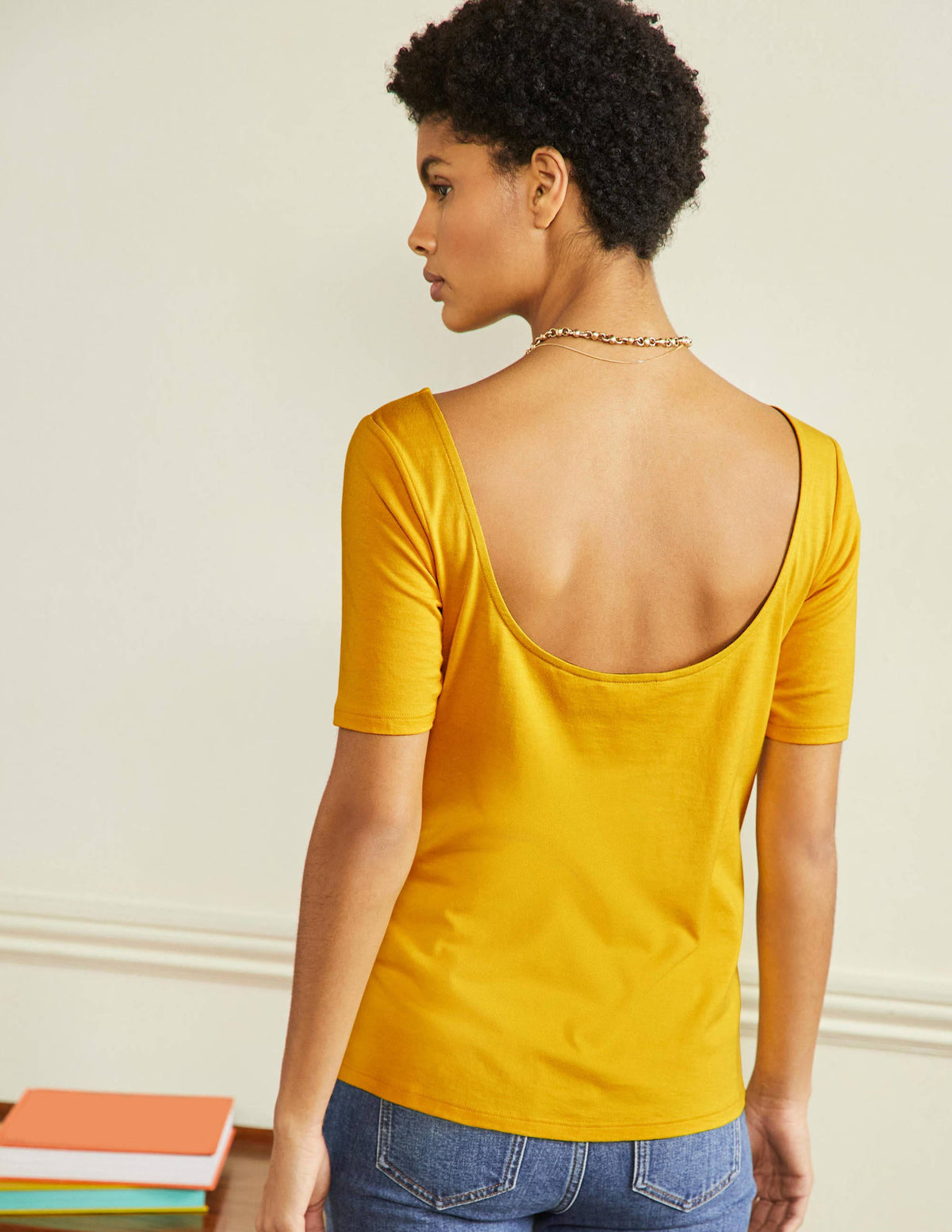 Supersoft Scoop Back T-Shirt-Honeycomb - Image 3