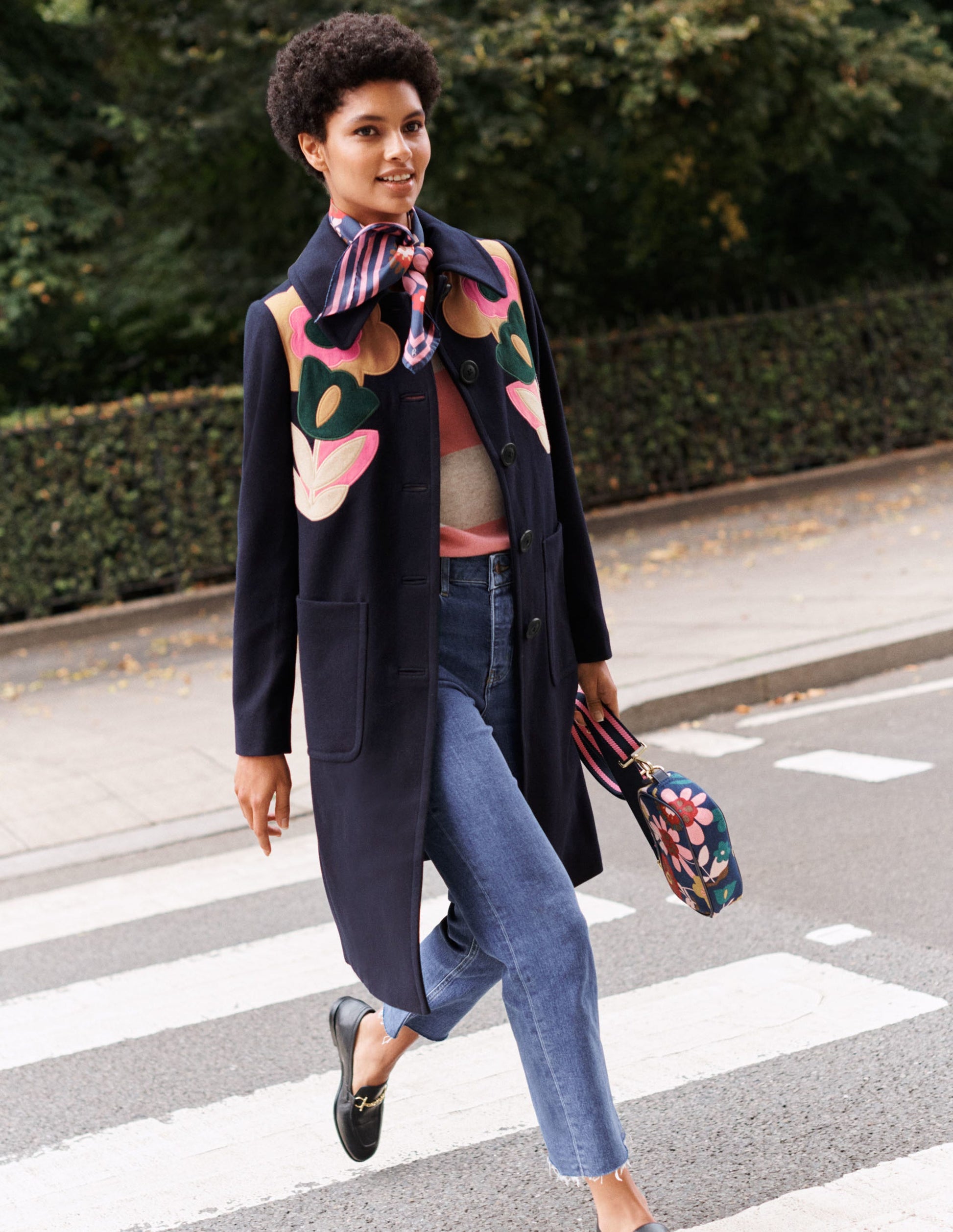 Amelia Appliqué Wool Coat-Navy-7