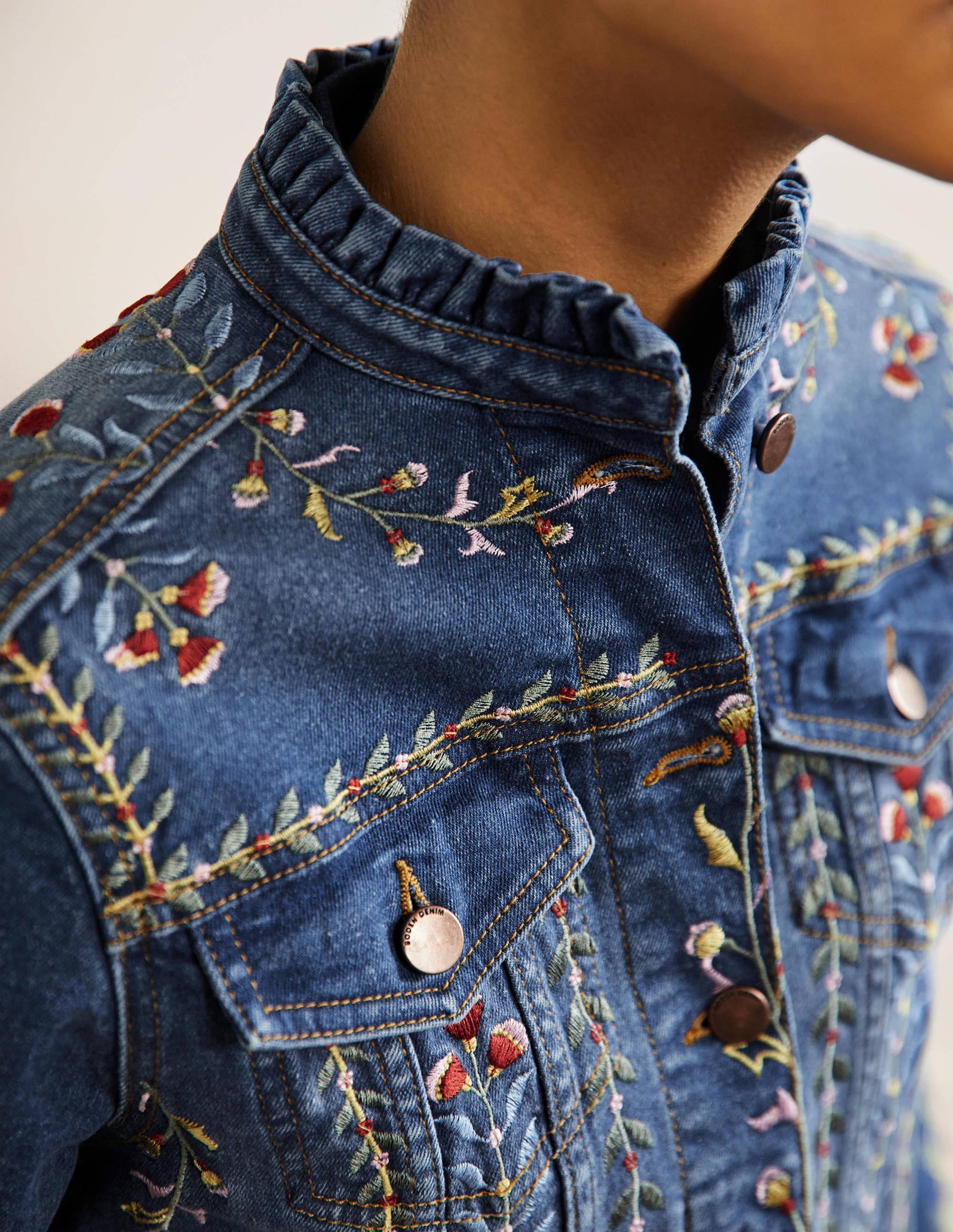 Carla Ruffle Collar Jacket-Light Vintage, Embroidered - Image 2