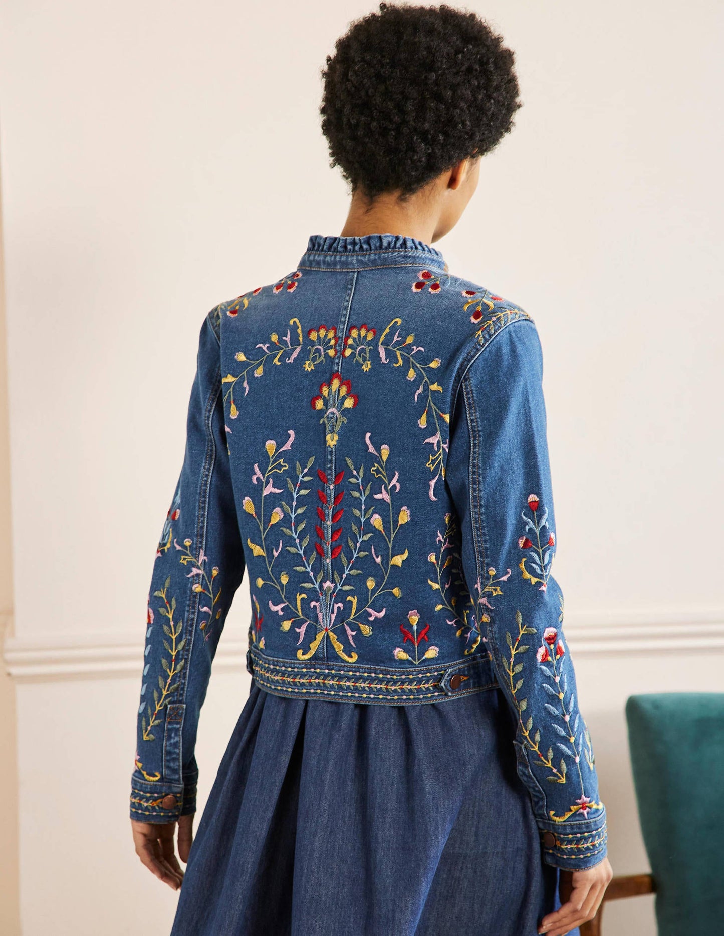 Carla Ruffle Collar Jacket-Light Vintage, Embroidered