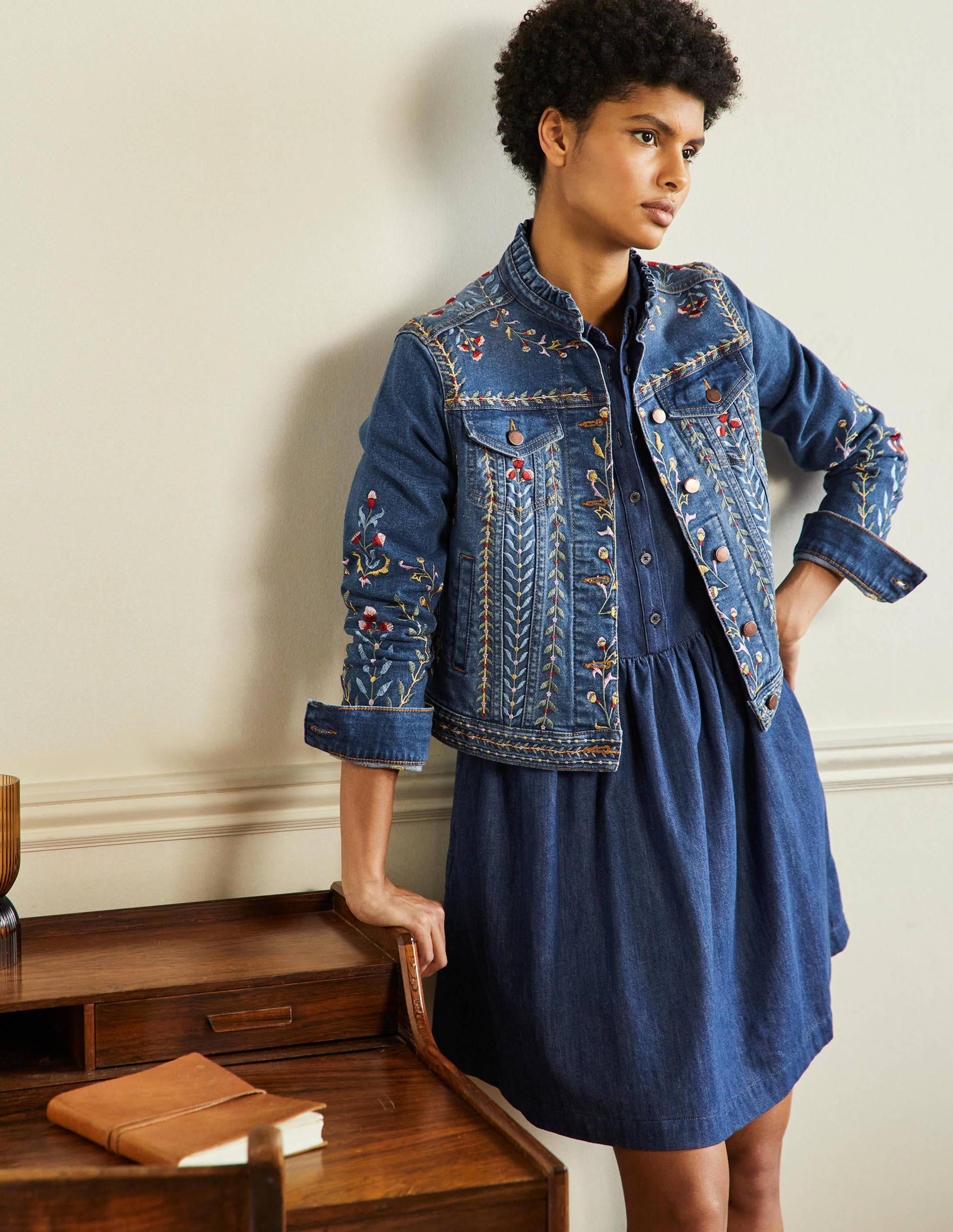 Carla Ruffle Collar Jacket-Light Vintage, Embroidered - Image 4