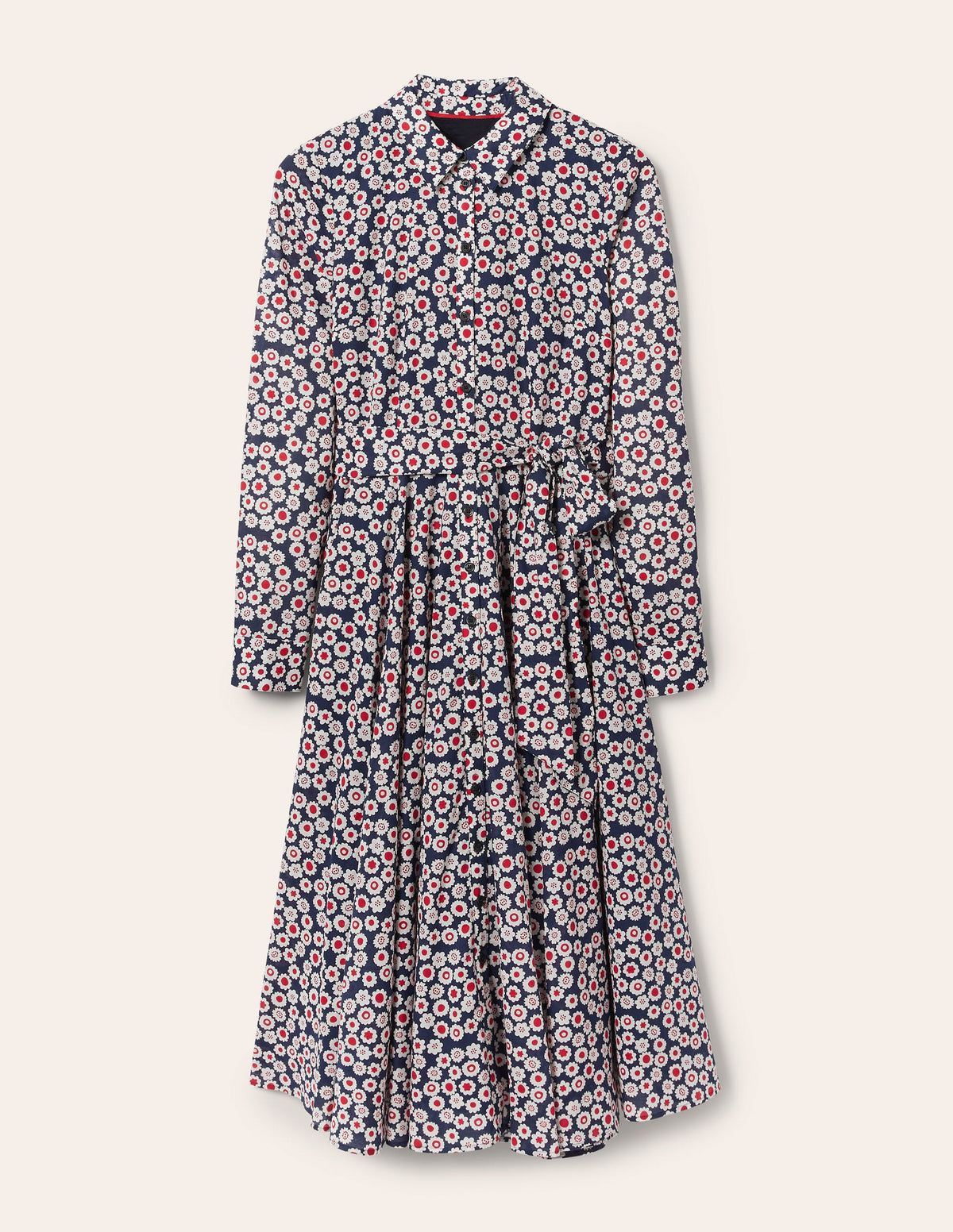 Kitty Midi Shirt Dress-French Navy, Scenic Meadow - Image 5