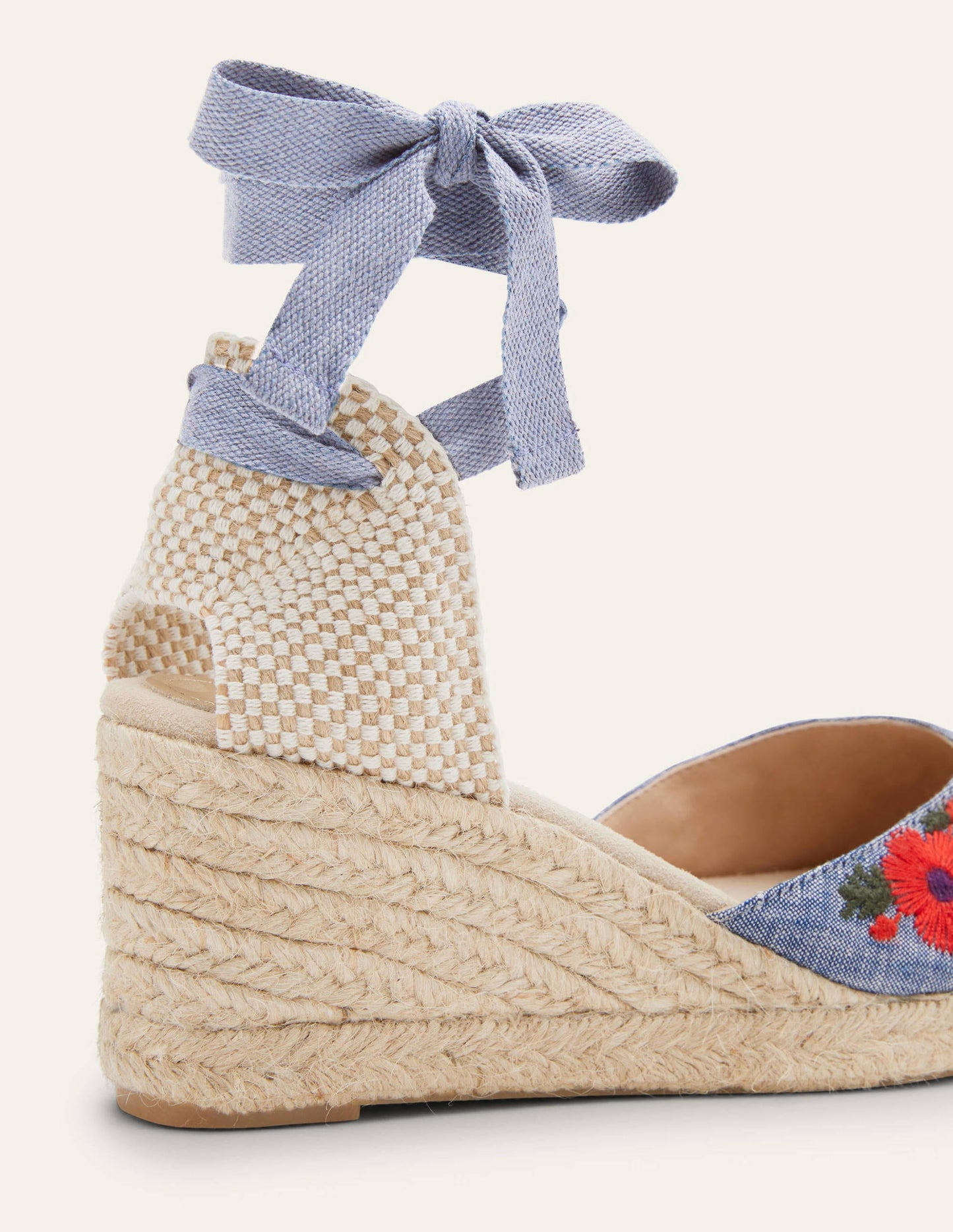 Cassie Espadrille Wedge-Chambray Embroidery