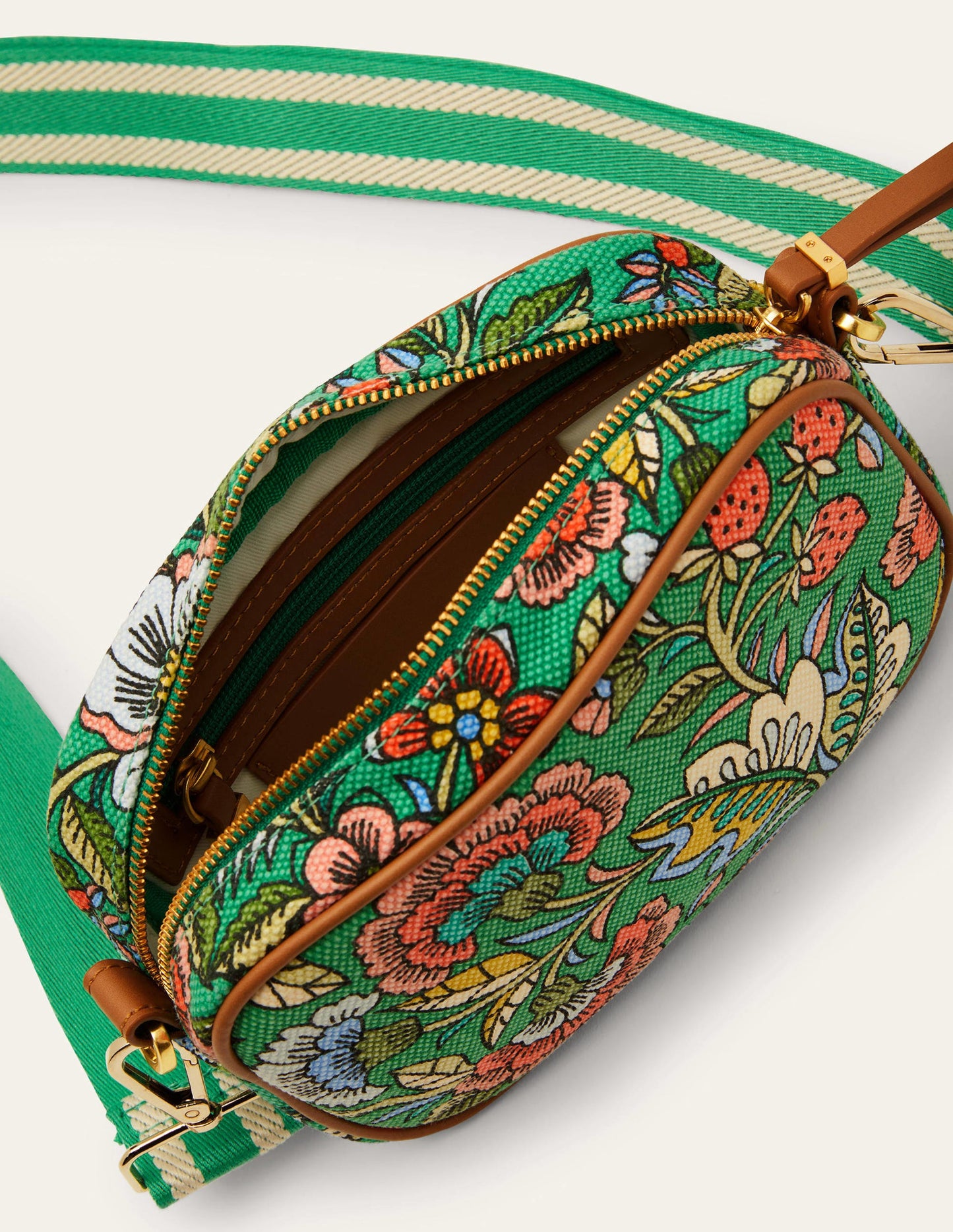 Canvas Crossbody Bag-Rich Emerald, Tropic Meadow