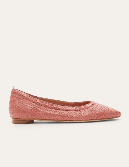 Almond Toe Ballerinas-Dusty Red Woven
