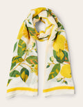 Printed Modal Scarf-Ivory/Pale Lemon, Lemon Vine