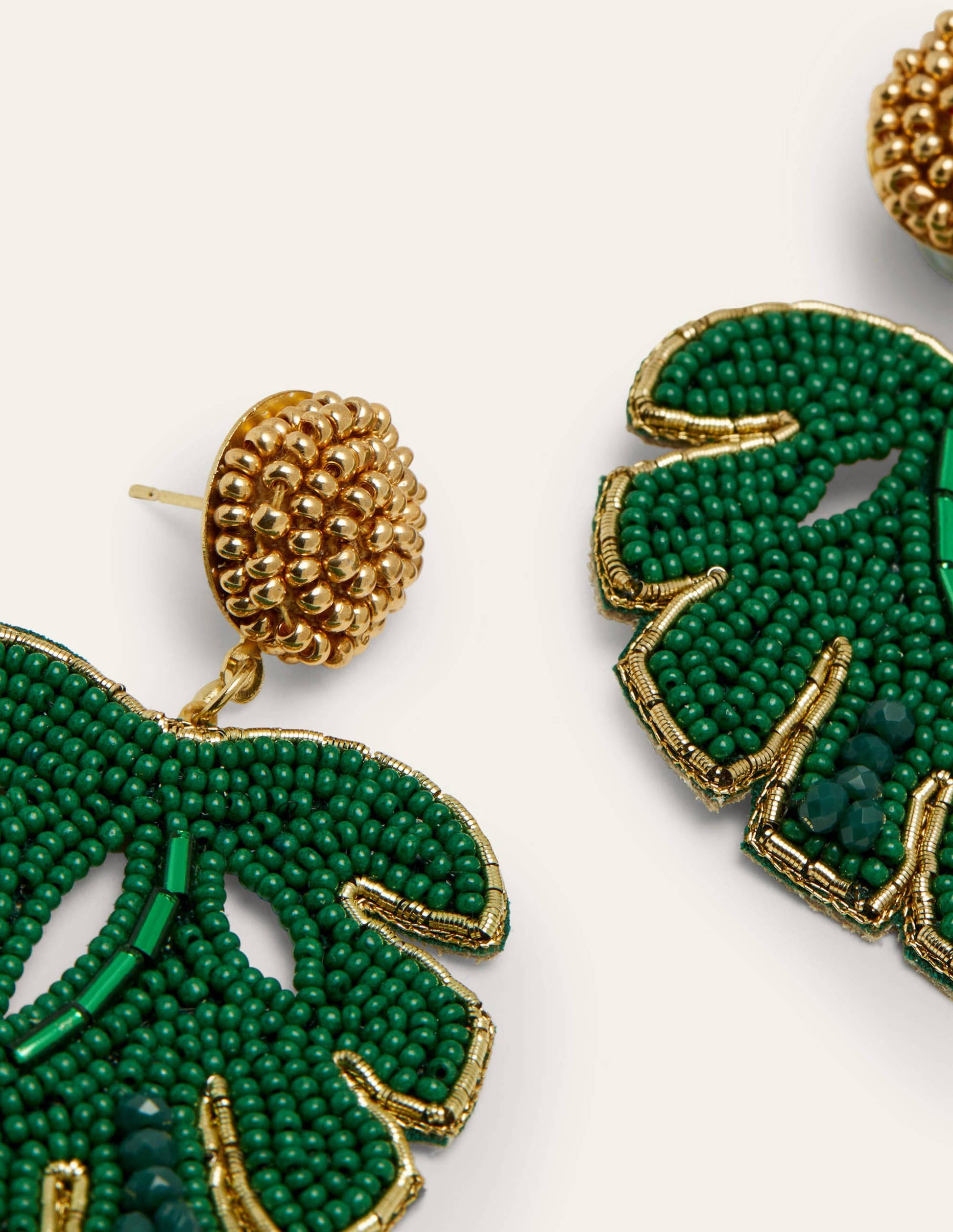 Beaded Earrings-Leaf-2