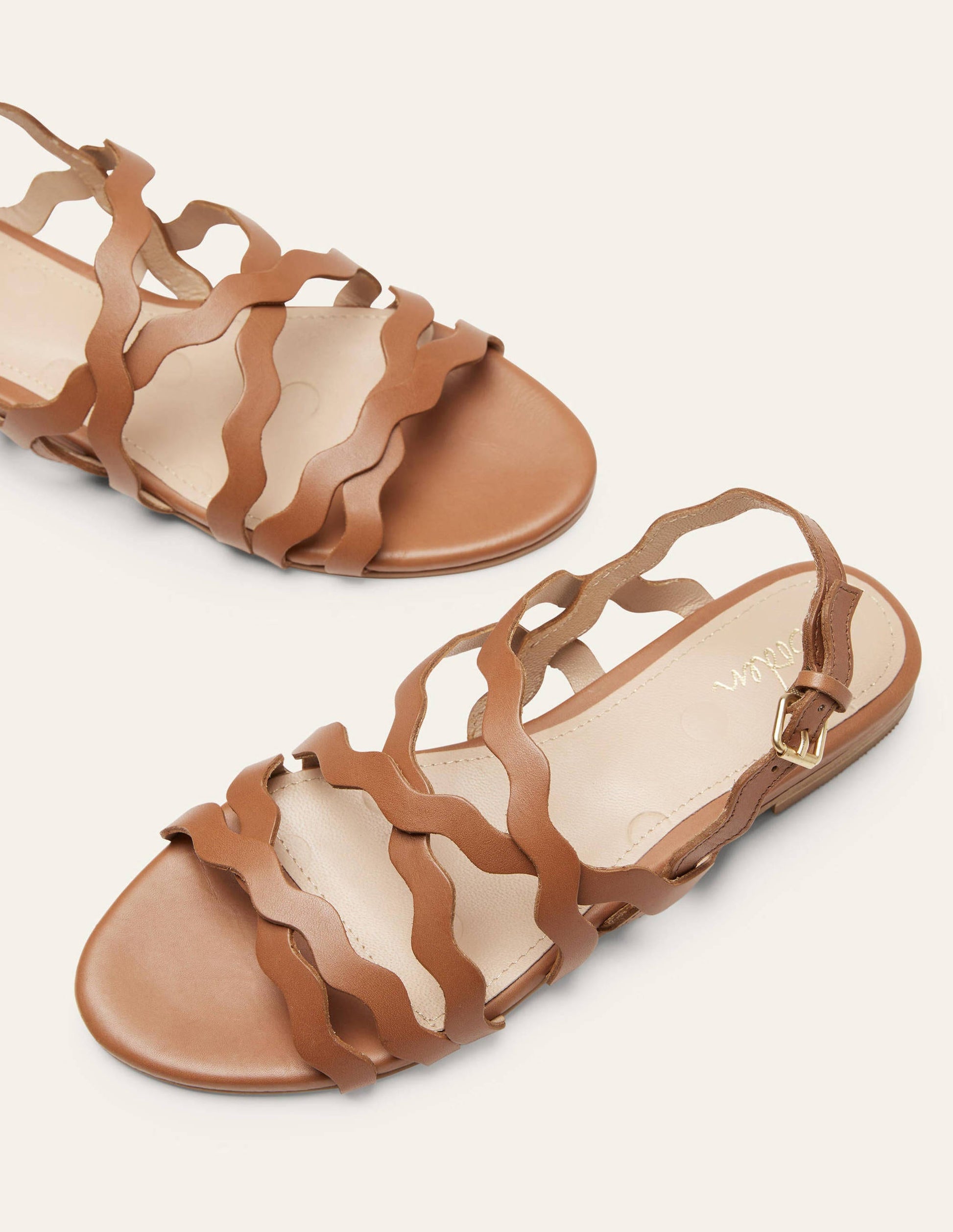 Multi Strap Flat Sandals-Tan-3