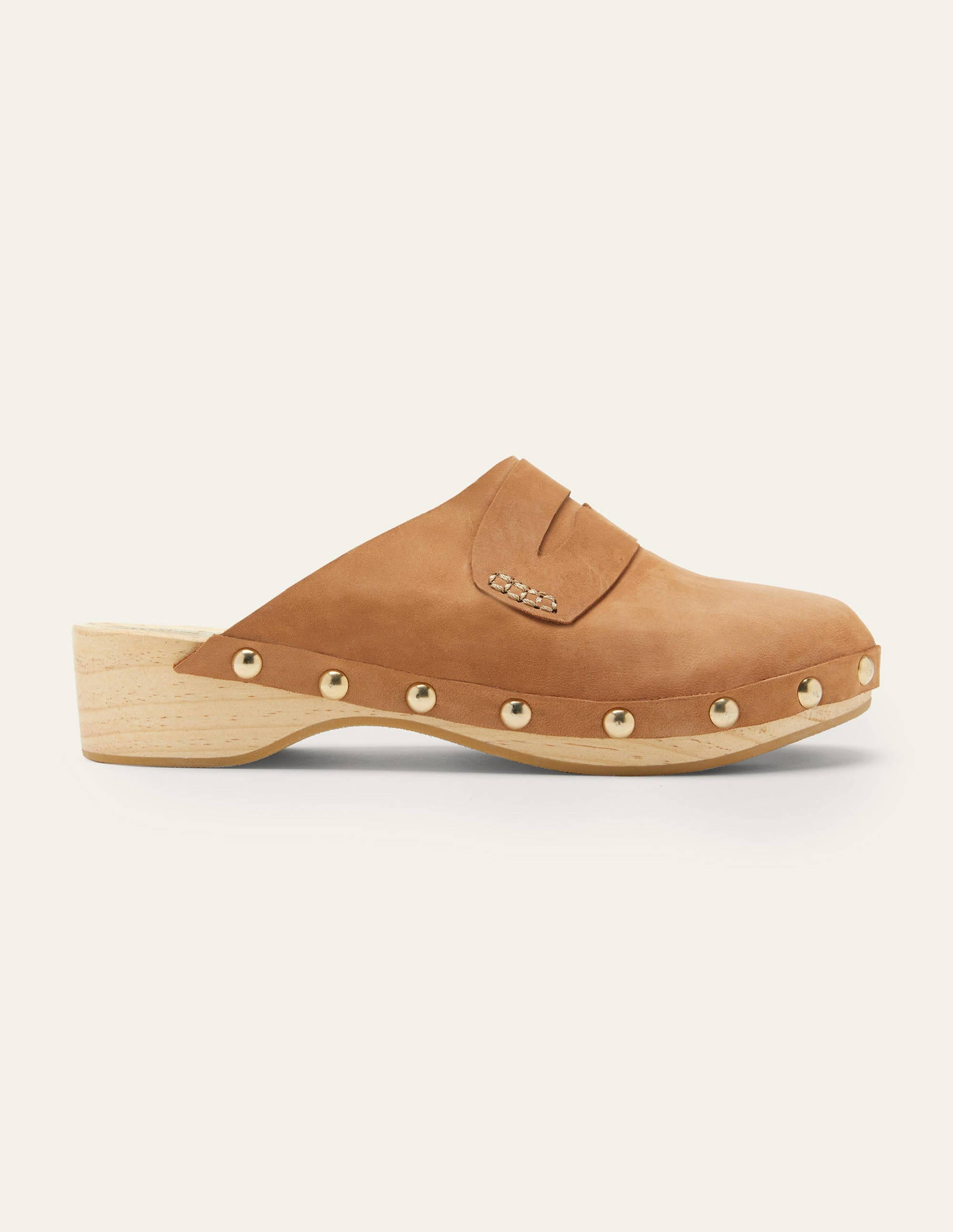 Leather Heeled Clogs-Tan - Image 2