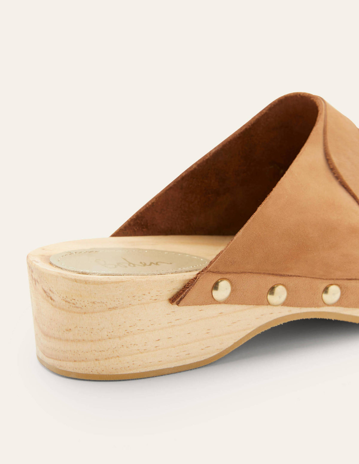 Leather Heeled Clogs-Tan-4