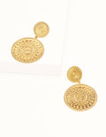 Motif Disc Earrings-Gold Metallic