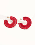 Woven Hoop Earrings-Bright Poppy