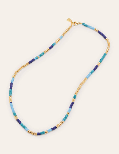 Beaded Necklace-Blue Multi-1