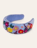 Pompom Headband-Chambray Embroidery