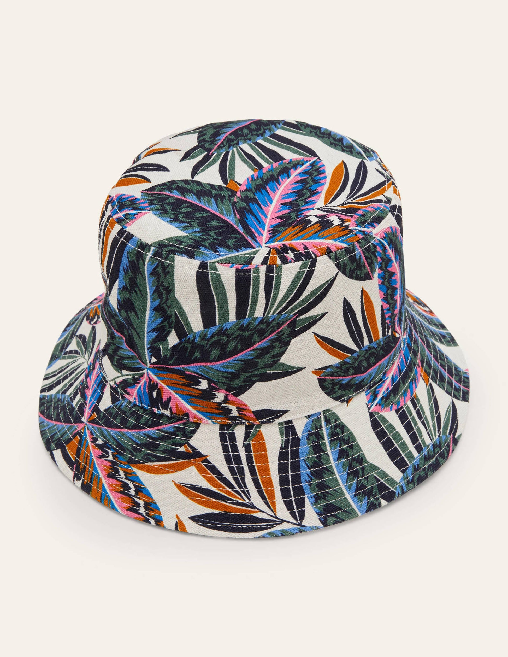 Canvas Bucket Hat-Multi, Exotic Leaves-2
