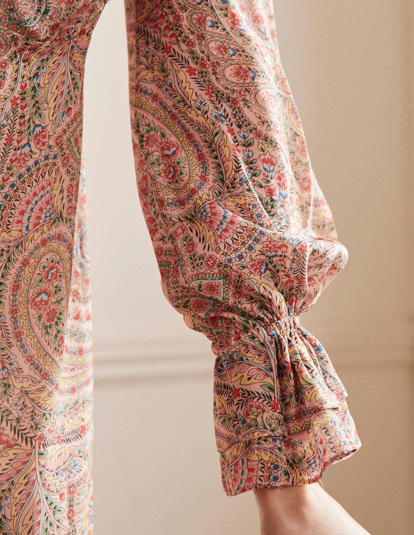 Lara Ruffle Detail Midi Dress-Milkshake, Flora Paisley