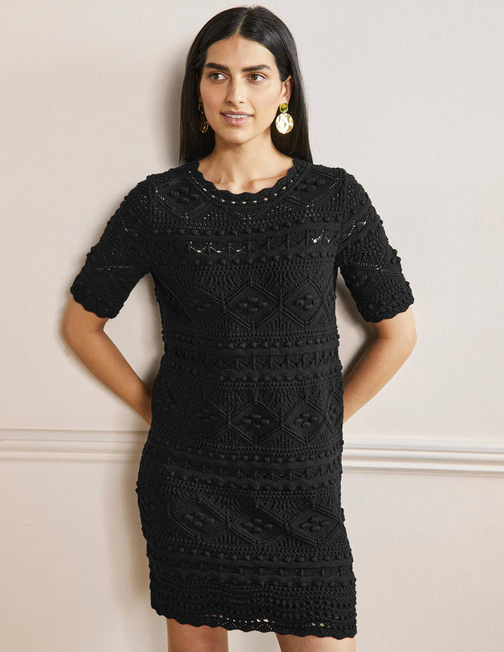 Claudia Textured Knitted Dress-Black