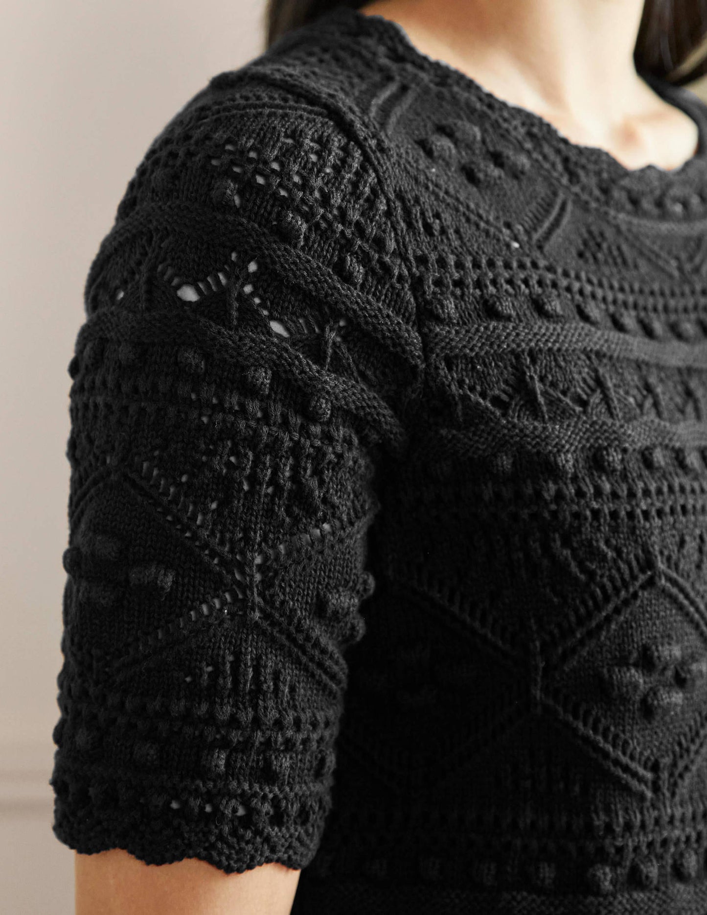 Claudia Textured Knitted Dress-Black