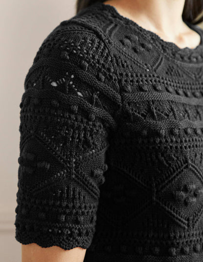 Claudia Textured Knitted Dress-Black-2