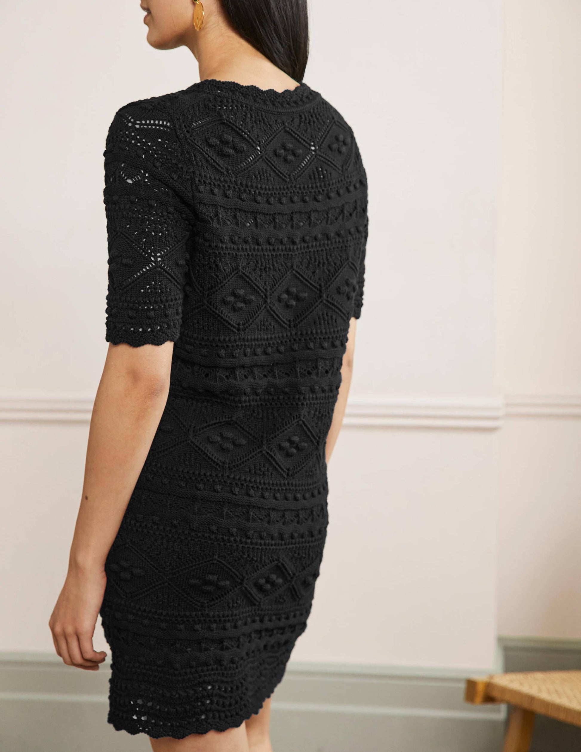 Claudia Textured Knitted Dress-Black-3