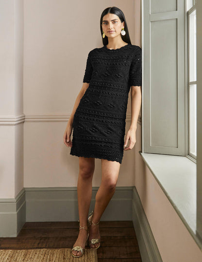 Claudia Textured Knitted Dress-Black-4