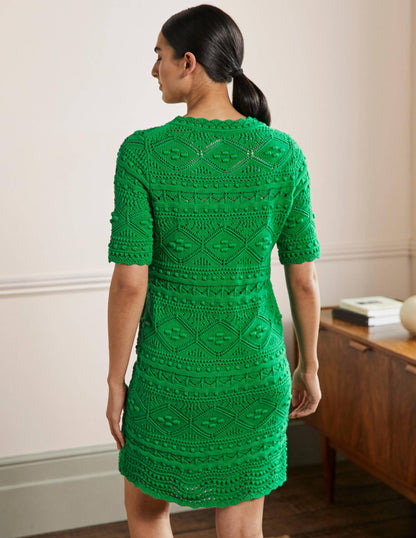 Claudia Textured Knitted Dress-Highland Green-3