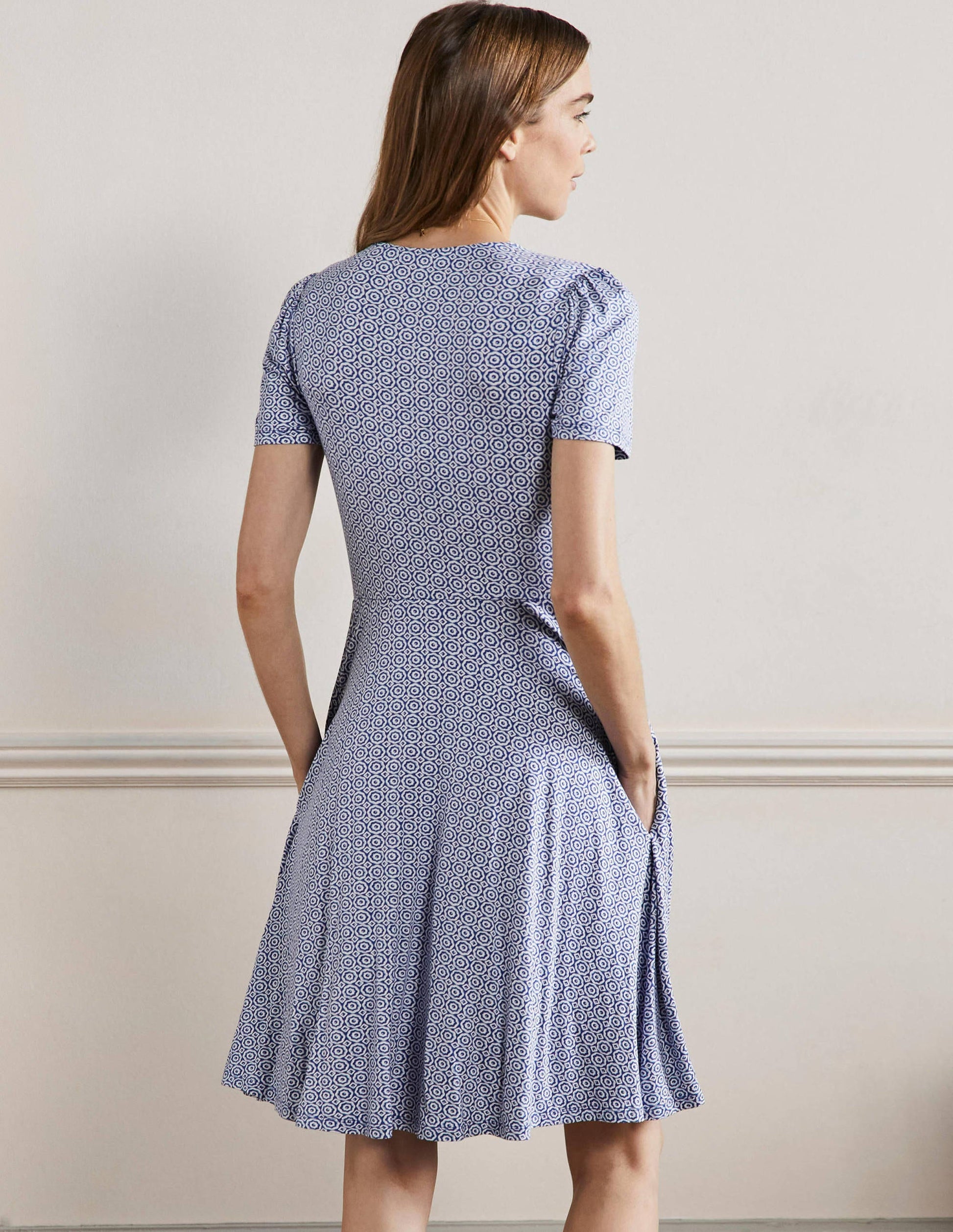 Crew Neck Jersey Dress-Bluebell Geo Blooms-3