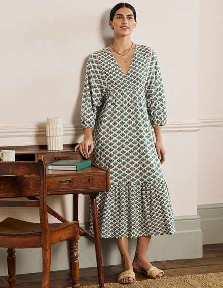 Anita Jersey Midi Dress-Ivy, Oriental Bud