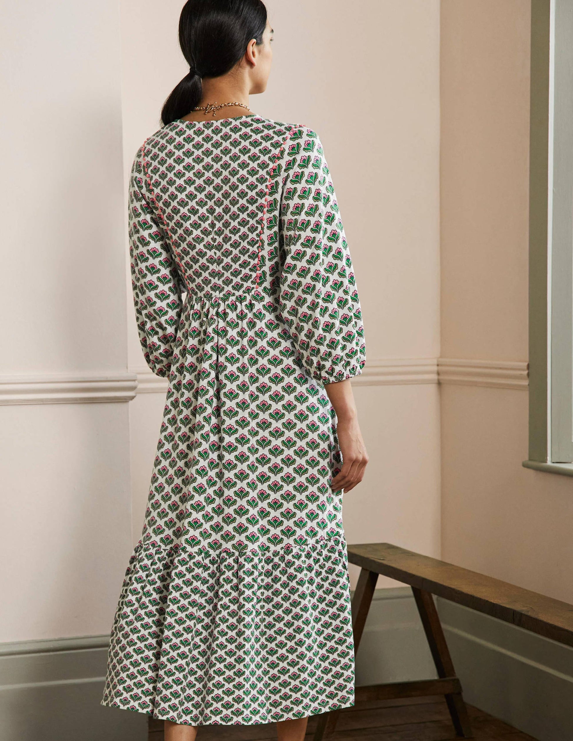 Anita Jersey Midi Dress-Ivy, Oriental Bud-3