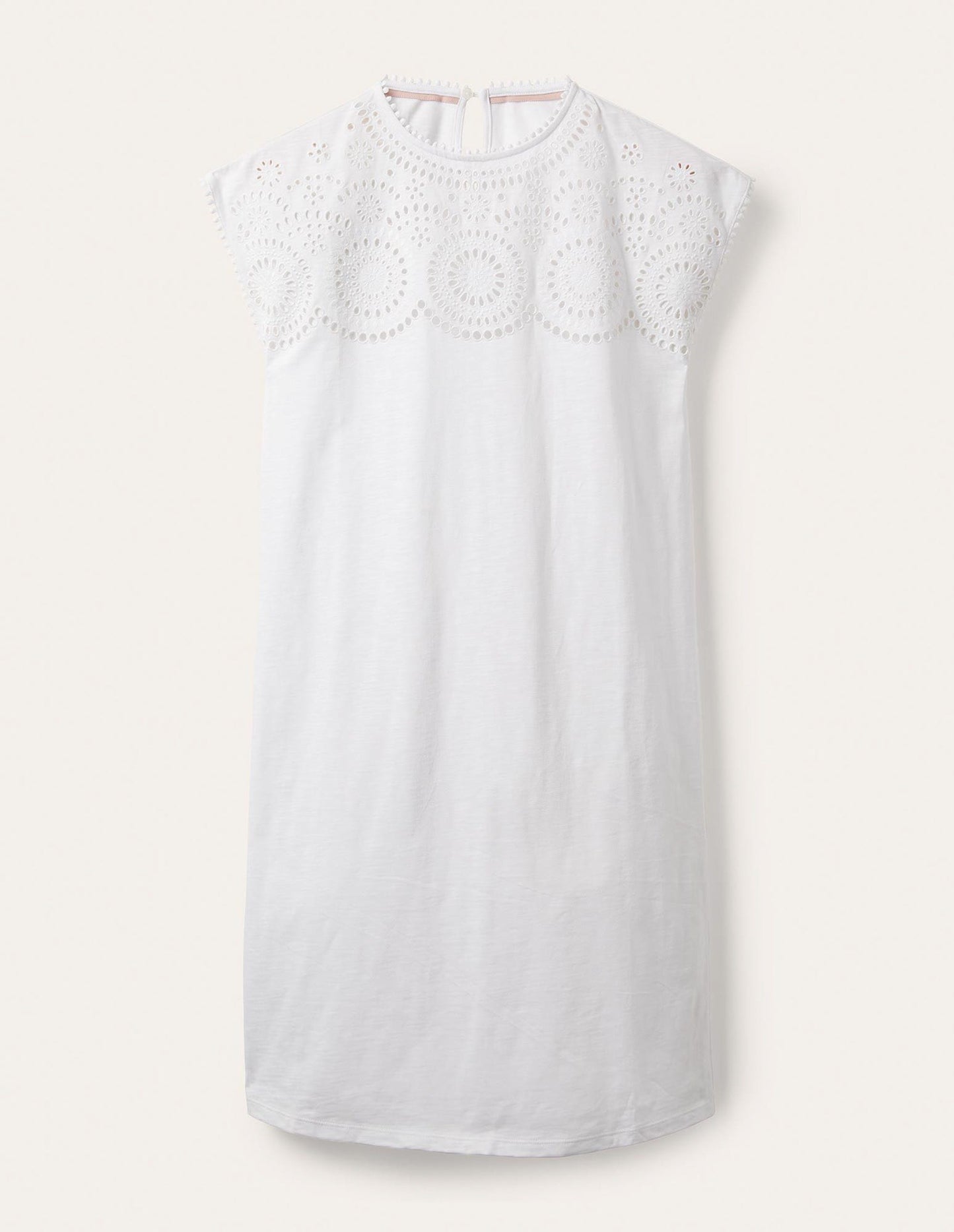 Cutwork Jersey T-shirt Dress-White