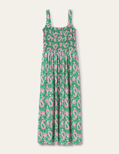Peggy Jersey Maxi Dress-Green, Enchanting Paisley-5