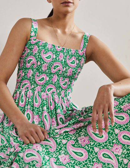 Peggy Jersey Maxi Dress-Green, Enchanting Paisley-4