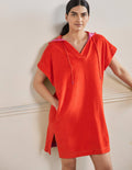 Erica Hooded Towelling Dress-Papaya