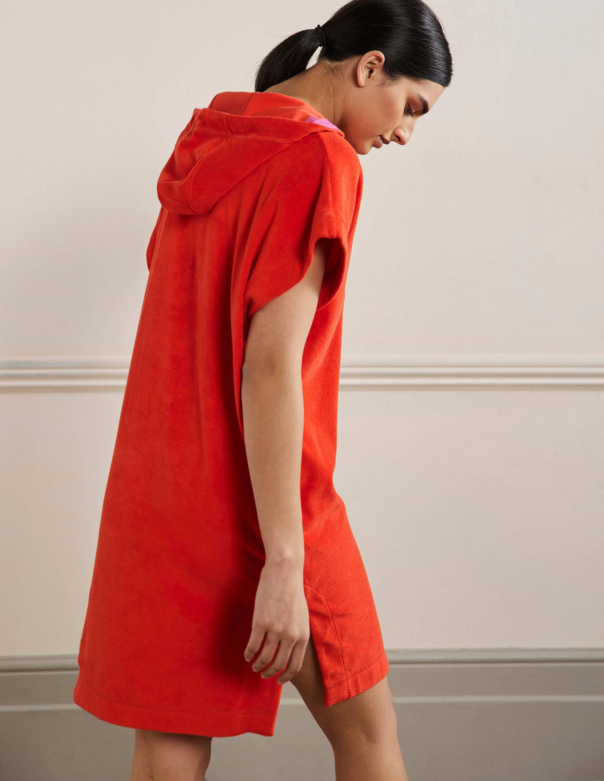 Erica Hooded Towelling Dress-Papaya - Image 3