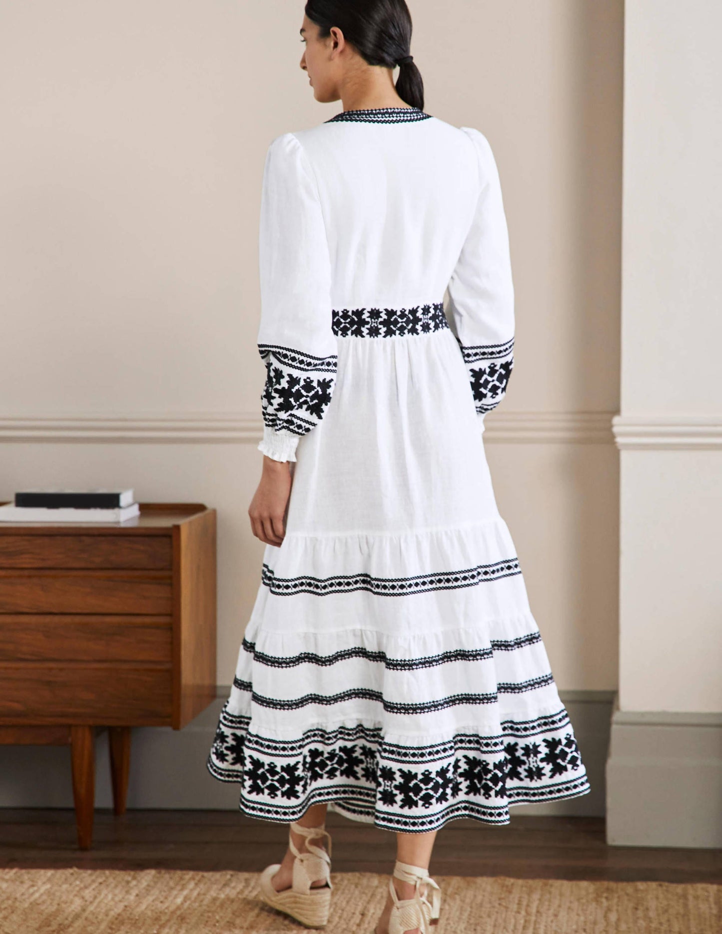 Nadia Embroidered Maxi Dress-White