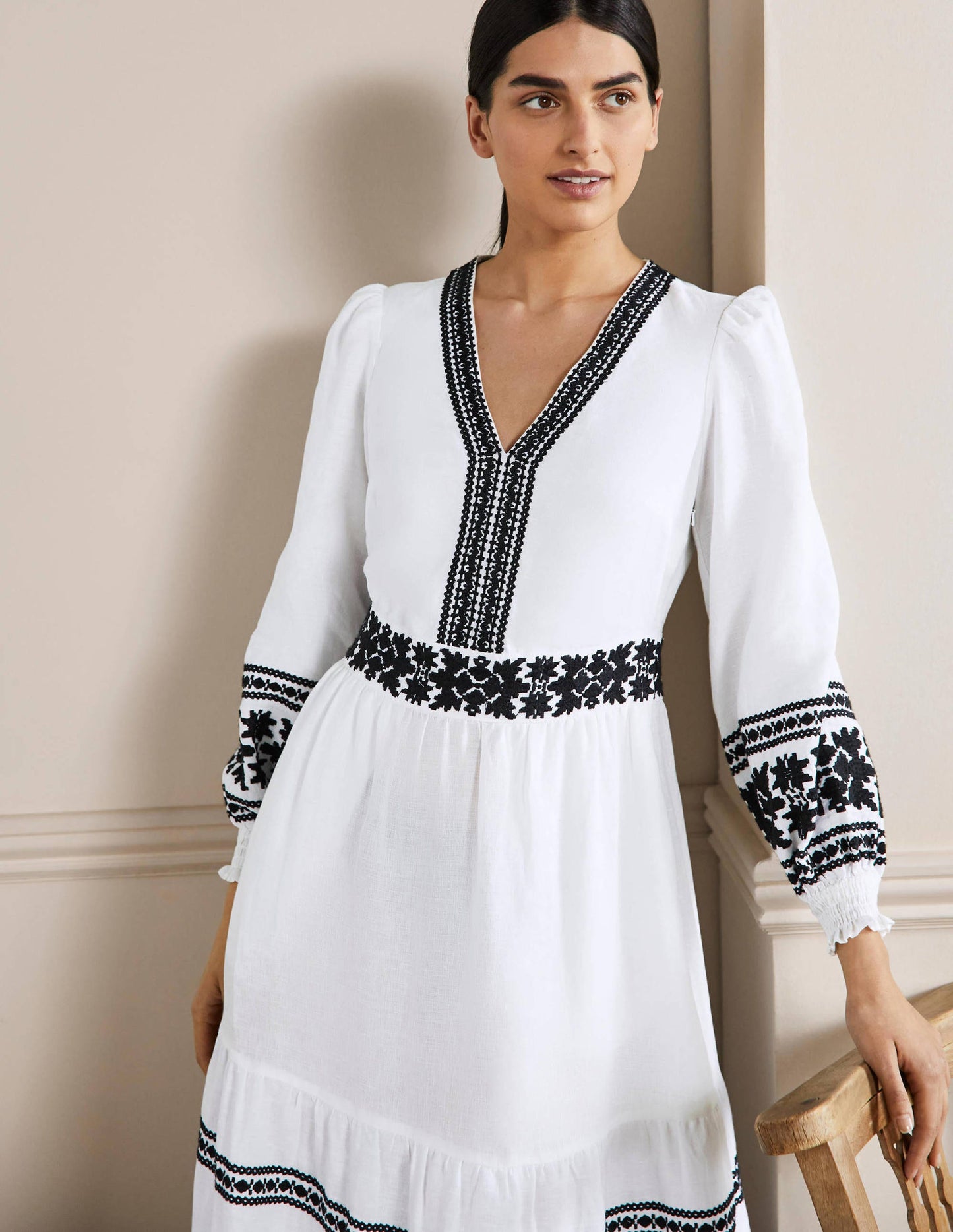 Nadia Embroidered Maxi Dress-White