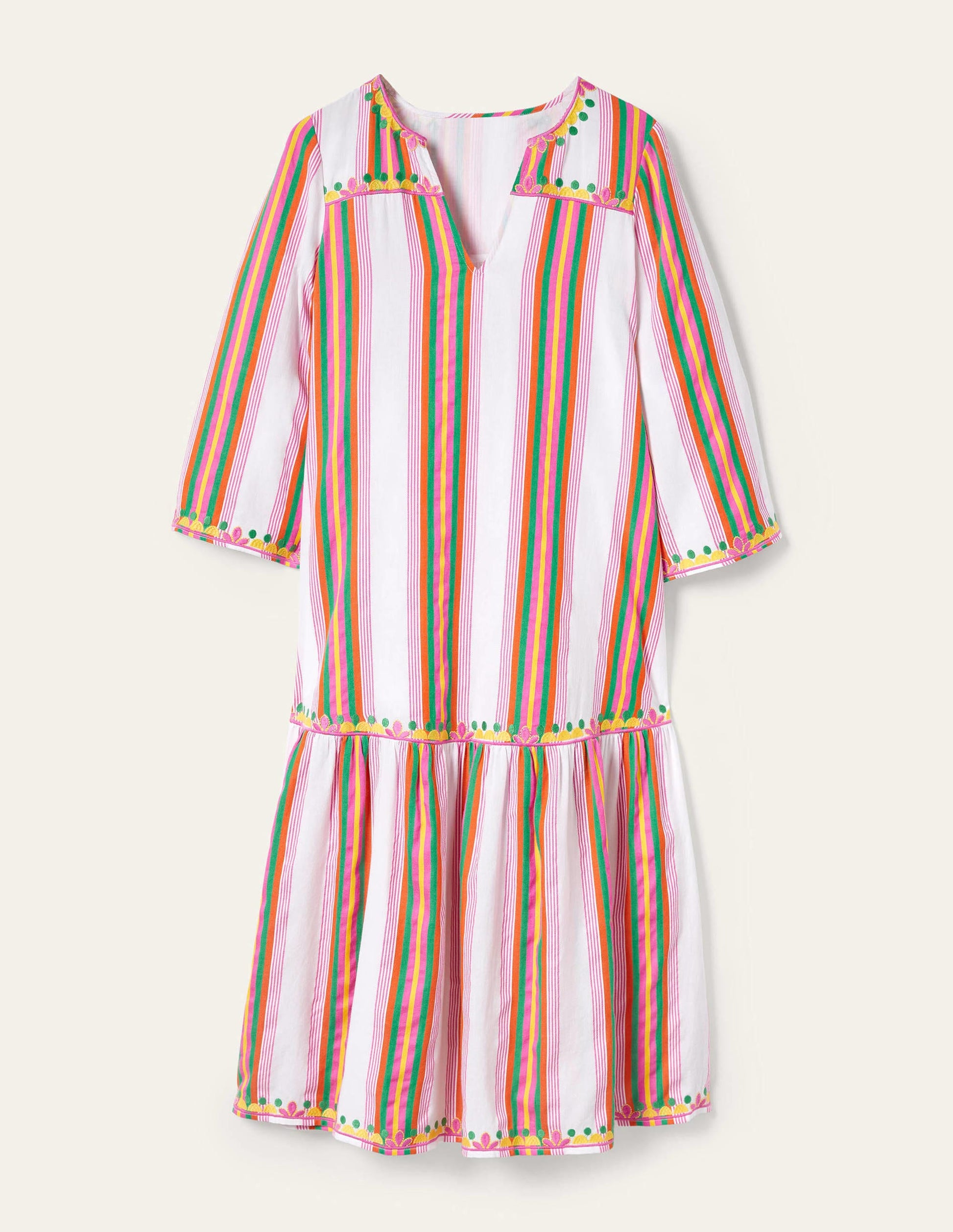 Easy Tiered Maxi Dress-Tropical Woven Rainbow Stripe-8